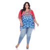 Plus Size Animal Print Caftan with Tie-up Neckline - One Size Fits Most Plus - White Mark - 4 of 4