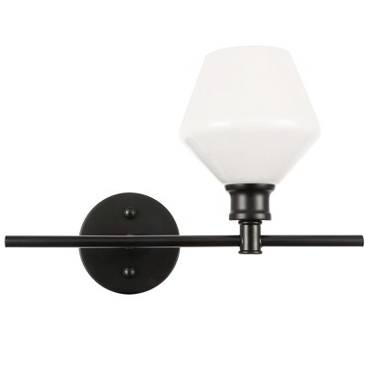 Elegant Lighting Gene 1 light Black and Frosted white glass left Wall sconce