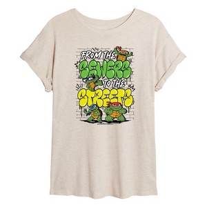 Women's - Teenage Mutant Ninja Turtles Mutant Mayhem - From The Sewers To The Streets Oversized Graphic T-Shirt - 1 of 4
