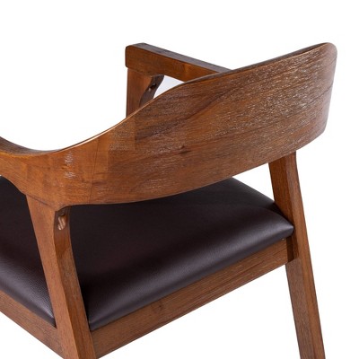 Chestnut Wire-Brushed Faux Leather Upholstered Arm Chair