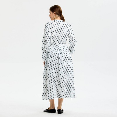 Женские платья Universal Thread Women's Puff Long Sleeve Maxi Dress - Universal Thread™ Cream Floral XS — фото 2