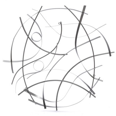 LuxenHome Silver and Gray Abstract Round Metal Wall Art Decor