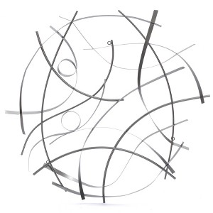 LuxenHome Silver and Gray Abstract Round Metal Wall Art Decor - 1 of 4
