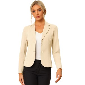 Allegra K Women's Elegant Work Office Lapel Collar Button Down Regular Fit Suit Blazer - 1 of 4