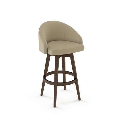 Keaton Swivel Counter Height Barstool Beige Fabric/Brown Wood - Amisco