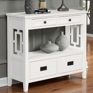 Mshliw 36 Inch Farmhouse Pine Wood Console Table with 4 Drawers and Storage Shelf Entryway Sofa Table for Living Room Bedroom Hallway Kitchen - 1 of 4