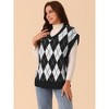 Seta T Women's Contrast Color V Neck Sleeveless Knit Loose Pullover Sweater Vest - 2 of 4
