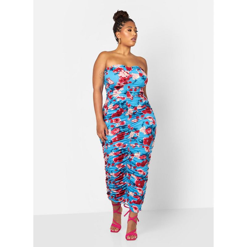 Rebdolls Women's Gianna Floral Ruched Bodycon Maxi Dress, 2 of 5