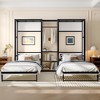 TIRAMISUBEST 2-in-1 Twin/Twin Murphy Bed, Folding Bed Frame Set with Clothes Hanging Rods, Storage Shelves & Charging Station - 2 of 4