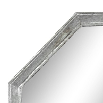 26" Silver Octagon Wall Mirror with Galvanized Metal Frame
