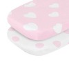 Everyday Kids 2-Pack Bassinet Sheets - 100% Cotton Jersey Knit Dots & Hearts, Fitted Sheets for Baby Girl, Fits Oval & Rectangle Mattresses - 2 of 4