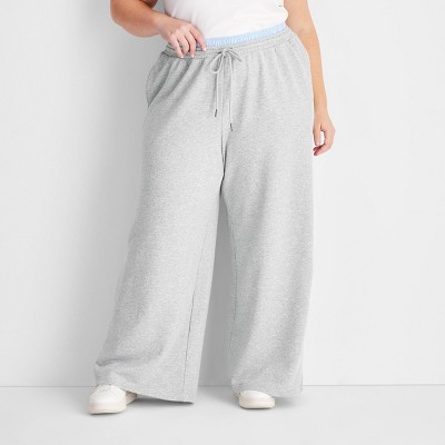 Women's Mid-Rise Fleece Boxer Sweatpants - Future Collective Gray 3X