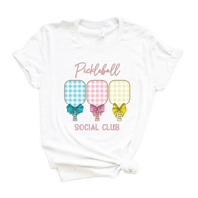 Simply Sage Market Women's Pickleball Checkered Paddles Short Sleeve Graphic Tee - L - White