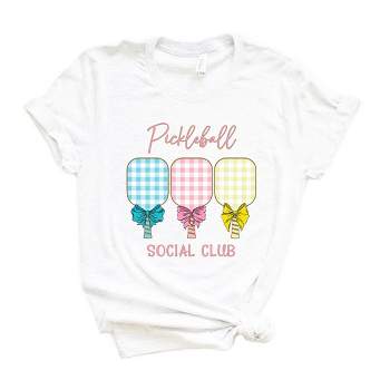 Simply Sage Market Women's Pickleball Checkered Paddles Short Sleeve Graphic Tee - XS - White