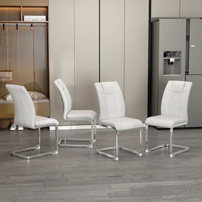 NicBex Dining Chairs Set of 4 Upholstered Chair Faux Leather Padded Seat with Metal Legs Design for Kitchen, Living Room, Bedroom