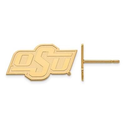 Black Bow Jewelry 10k Yellow Gold Oklahoma State Cowboys NCAA Post Earrings