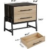 Nasitip Farmhouse Nightstand with 2-Drawers & Metal Legs, Rustic Storage Cabinet for Bedroom, Living Room - 3 of 4