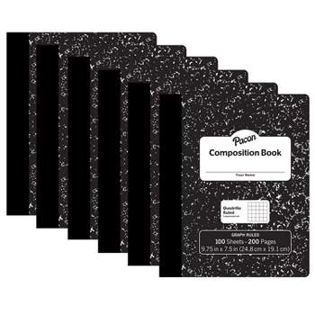 Pacon® Composition Book, Black Marble, 1/5" Quadrille Ruled, 9-3/4" x 7-1/2", 100 Sheets, Pack of 6