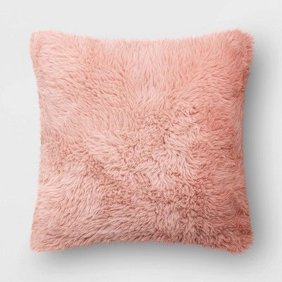 Light pink store faux fur pillow