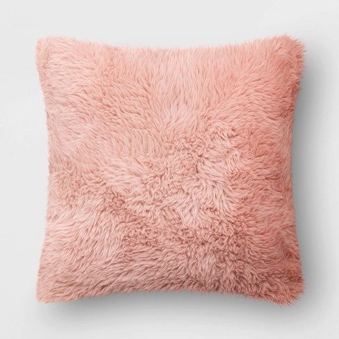 Oversized Sherpa Square Pillow Light Peach - Room Essentials™