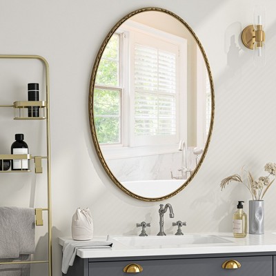 GlasFlength Decorative Wall Mirrors Bathroom Mirror Modern Wall Decor, Unique Style, for Entryway, Bedroom,Living Room, Washroom, Gold,25.6”*2”*39.37"