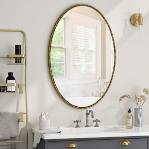 GlasFlength Decorative Wall Mirrors Bathroom Mirror Modern Wall Decor, Unique Style, for Entryway, Bedroom,Living Room, Washroom, Gold,25.6”*2”*39.37" - 1 of 4