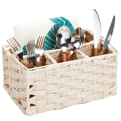 Mdesign Plastic Woven Divided Cutlery Storage Organizer Caddy Tote ...