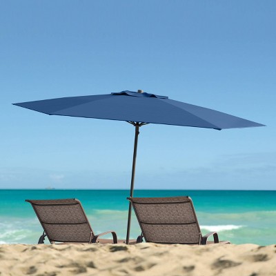 7.5 ft Cobalt Blue UV Resistant Beach Patio Umbrella with Steel Frame