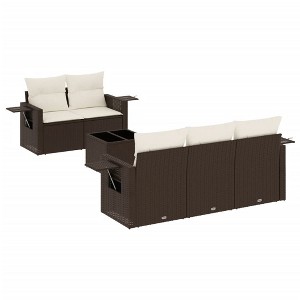 vidaXL 6 Piece Patio Sofa Set with Cushions Brown and Cream Poly Rattan - 1 of 4