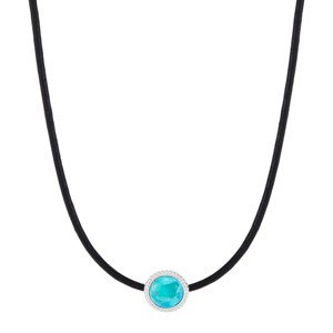 Silpada 'Vivid Edge' Sterling Silver with Leather Compressed Teal Turquoise Necklace, 17" + 2" - 1 of 4