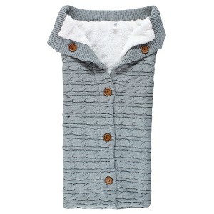 Hudson Baby Unisex Baby Faux Shearling Knitted Baby Lounge Stroller Wrap Sack, Gray, One Size - 1 of 3