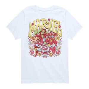 Boys' - Marvel - Avengers Floral Short Sleeve Graphic T-Shirt - 1 of 4