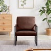 SeaCamel Brown PVC Leather Accent Chair - Extra Thick Padding, Sturdy Metal Frame & Non-Slip Feet, Perfect for Living Room, Bedroom & Multi-Scene Use - 2 of 4