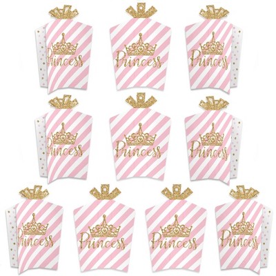 Big Dot of Happiness Little Princess Crown - Table Decorations - Pink Princess Baby Shower or Birthday Party Fold and Flare Centerpieces - 10 Count