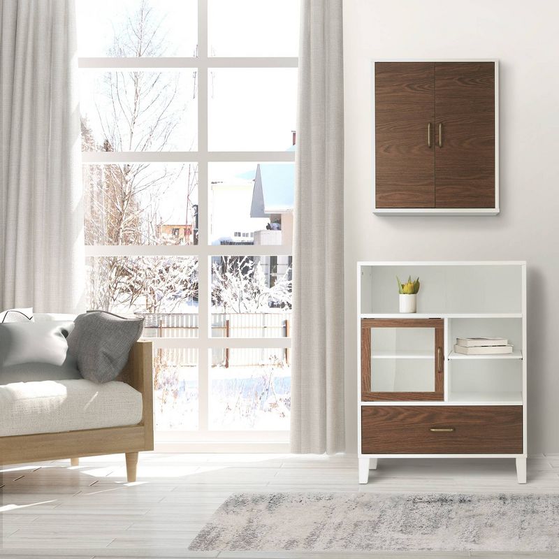 Teamson Home Tyler Two Tone Modern Wooden Floor Storage Cabinet Walnut/White - Elegant Home Fashions, 3 of 10