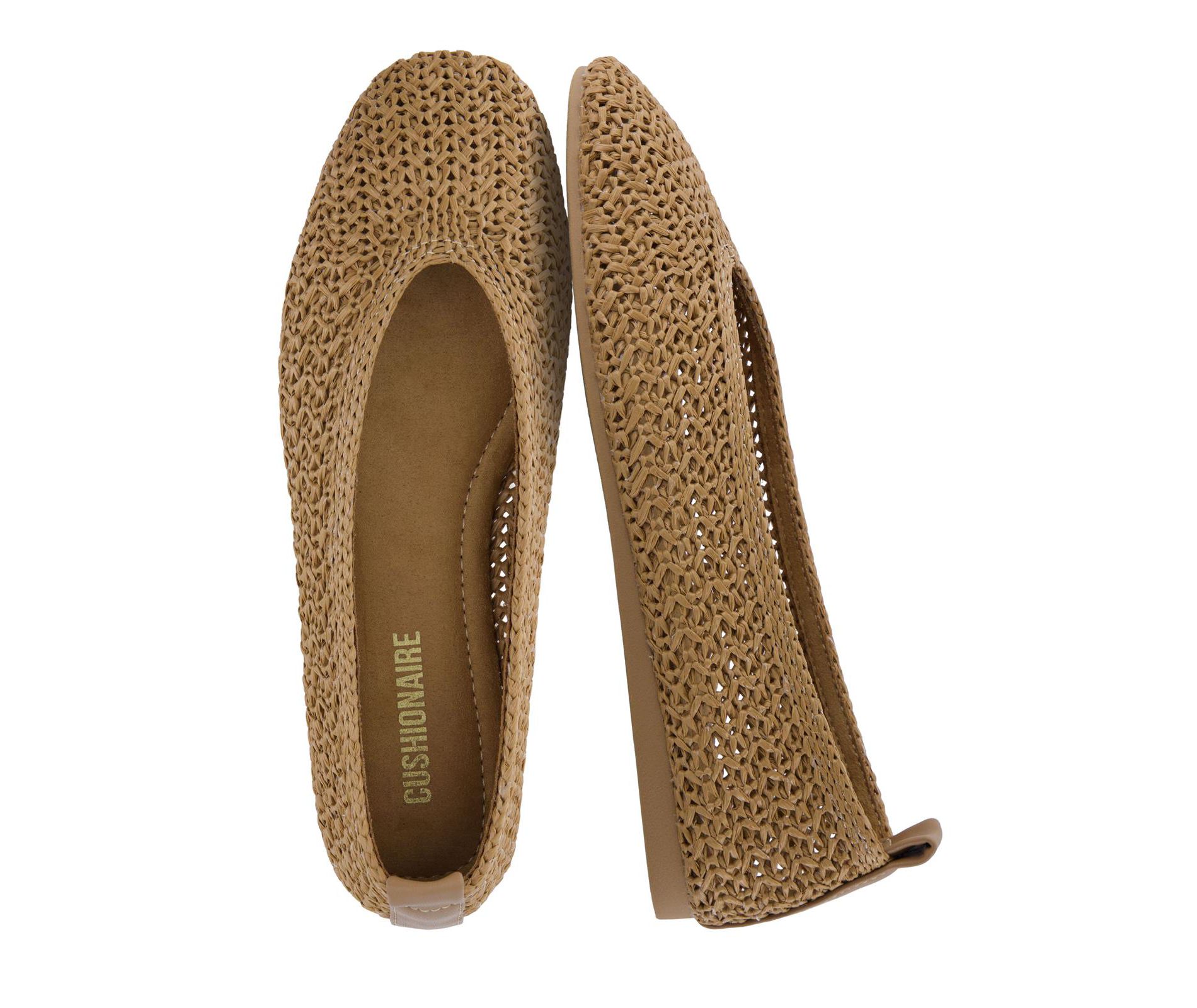 CUSHIONAIRE GILT Woven Ballet Flats for Women, Lightweight Knit Flats with Memory Foam, Arch Support and Pull On Tab