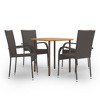 vidaXL Patio Dining Set Dining Table and Chairs Furniture Set Poly Rattan - Brown 4 - 2 of 4