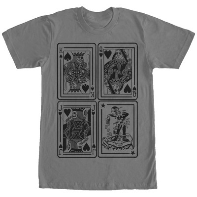 Men's Lost Gods King Queen Jack Joker Playing Cards T-shirt - Charcoal ...