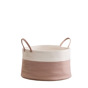 SEVOBAL Laundry Bags and Baskets Cotton Soft and Spacious Storage, Neutral Round Basket for Dirty Clothes in Home Organization, Pink, 21.7"*3.2"*13" - 1 of 4