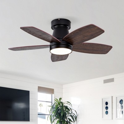 TOBILI Hot sales 32 Inch Modern Black Ceiling Fan With Light 3 Solid Wood Blades