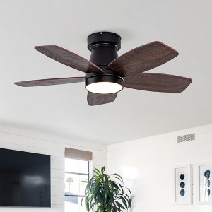 TOBILI Hot sales 32 Inch Modern Black Ceiling Fan With Light 3 Solid Wood Blades - 1 of 4
