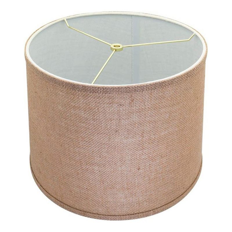 ALUCSET LLA-S1908 Soft Linen Burlap Drum Lampshades w/ Harp Support & Spider Mode Installation for Table Lamps and Floor Lights, Set of 2, Light Brown, 2 of 7
