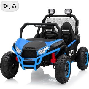 24V 2-Seater Kids Ride On UTV Truck, 400W Electric Car w/ Remote, LED Lights, Bluetooth, Spring Suspension & 2 Speeds - 1 of 4