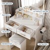 Vanity Desk w/Mirror, LED Lights, Outlet & Chair - 3 Color Modes, 2 Drawers, Adjustable Brightness - 4 of 4