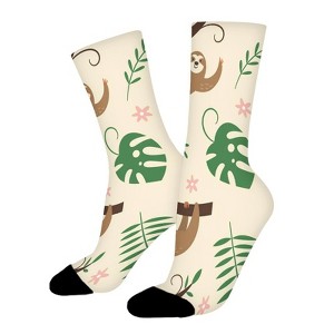 Funny Sloths Hanging The Tree Women Printed Crew Socks Funny Funky Socks Soft Polyester Novelty Gifts for Artists Men - 1 of 1
