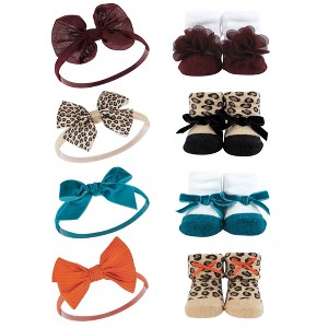 Hudson Baby Infant Girl Headband and Socks Giftset, Fall Leopard, One Size - 1 of 4