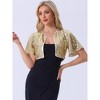 INSPIRE CHIC Women's Sequin Jacket Flared Sleeve Sparkly Bolero Crop Glitter Shrug - 4 of 4