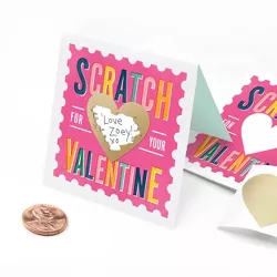 18ct Valentines Scratch-Off Cards Pink