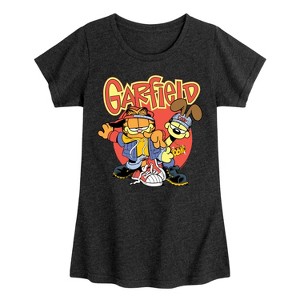 Girls' - Garfield - Garf And Odie Logo Fitted Short Sleeve Graphic T-Shirt - 1 of 4