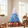 Costway 5 FT Artificial Christmas Tree with 180 Warm White LED Lights, 8 Lighting Modes & Folding Metal Stand White & Blue - 3 of 4